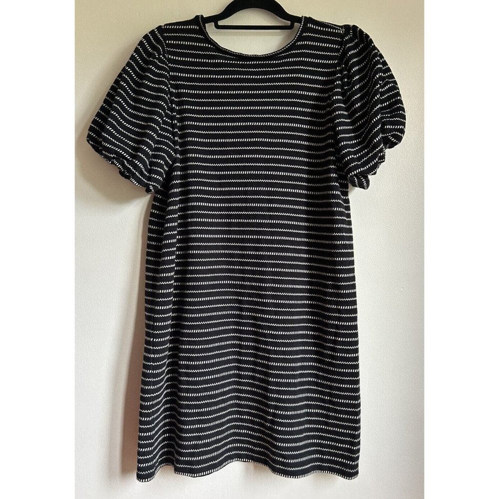 Loft Beach Dress Women’s Size Medium Cotton Blend Puff Sleeves Tie Detail